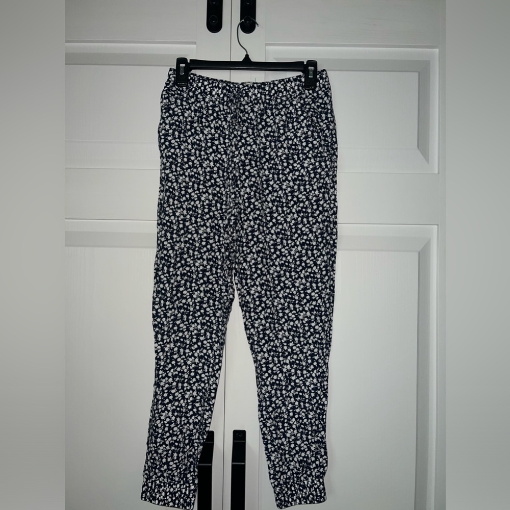 Navy and white floral pants